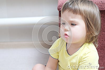 Sulky baby girl talking and arguing Stock Photo