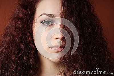 Sullen girl with natural curly hair Stock Photo