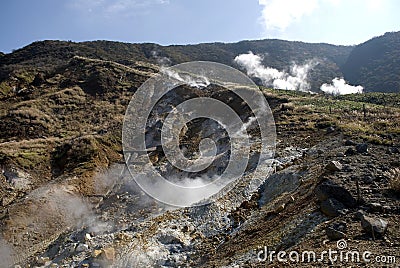 Sulphurous vapor, Owakudani, Japan Stock Photo