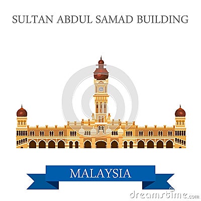 Sultan Abdul Samad Building Malaysia attraction sightseeing Vector Illustration