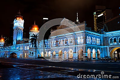 Sultan Abdul Samad Building at night Stock Photo