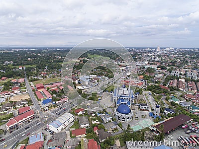 Aerial photo - Sultan Ismail Petra Mosque located at Kota Bharu, Kelantan, Malaysia. Stock Photo