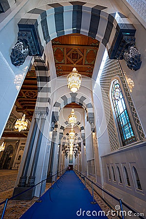 Inside Sultan Qaboos Grand Mosque, Oman Stock Photo