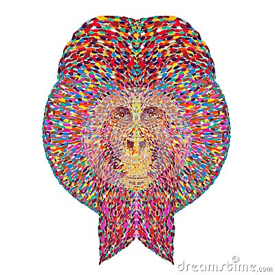 Sumatran Orangutan Head Front View Pointillist Impressionist Pop Art Style Vector Illustration