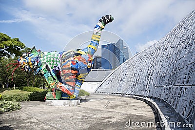 Sumatran Tiger sculpture in Garden by the Bay Singapore Editorial Stock Photo