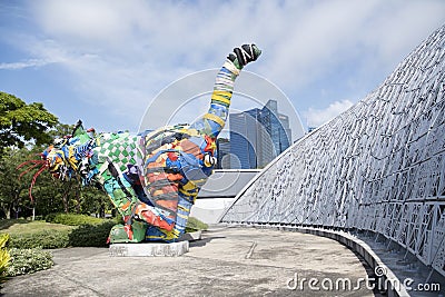 Sumatran Tiger sculpture in Garden by the Bay Singapore Editorial Stock Photo