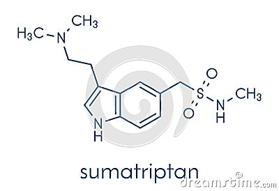 Sumatriptan migraine headache drug triptan class molecule. Skeletal formula. Vector Illustration
