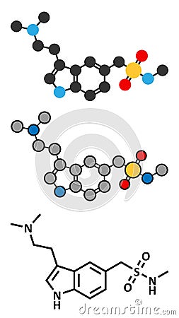 Sumatriptan migraine headache drug (triptan class) molecule Vector Illustration