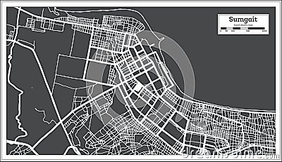 Sumgait Azerbaijan City Map in Black and White Color in Retro Style. Outline Map Stock Photo