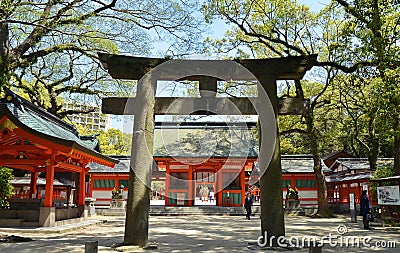 Sumiyoshi Shrine in Fukuoka city, Japan Editorial Stock Photo