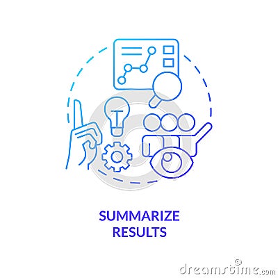 Summarize results blue gradient concept icon Vector Illustration