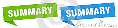 summary banner. summary speech bubble label set. Vector Illustration