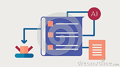 Summary Extraction An AI system summarizing long legal documents into concise bullet points represented by arrows Vector Illustration