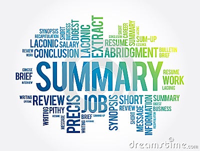 Summary word cloud collage, business concept background Stock Photo