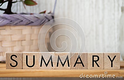 SUMMARY word on wooden cubes Stock Photo