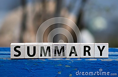 SUMMARY word on wooden cubes Stock Photo