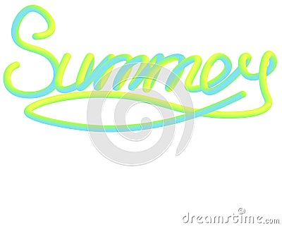 summer digital lettering green and blue 3D style Stock Photo