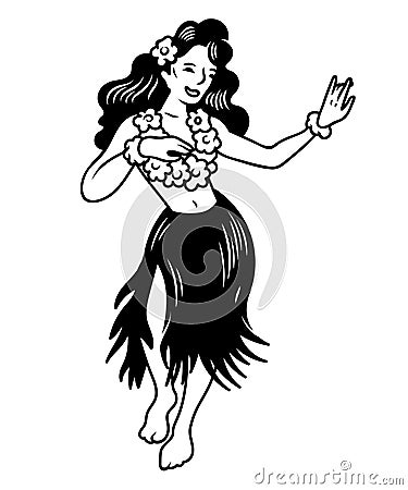 Young cute smile hula girl Vector Illustration