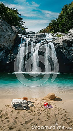 Summer accommodation concept Sand falls, symbolizing bookings for sunny destinations Stock Photo