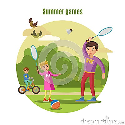 Summer Active Leisure Concept Vector Illustration