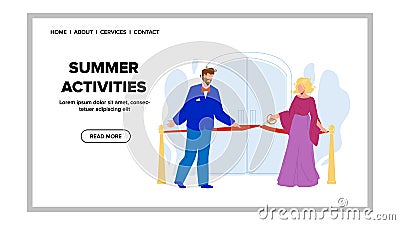 Summer Activities Start Work After Ceremony Vector Vector Illustration