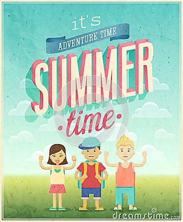 Summer Adventure poster. Vector Illustration