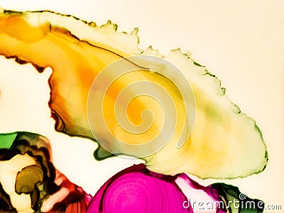 Summer Alcohol Ink Background. Chinese Ink Stock Photo