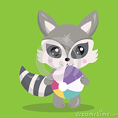 summer animals racoon 02 Vector Illustration