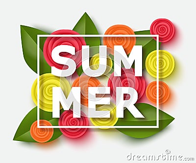 Summer background with beautiful flowers. Vector illustration template, banners. Wallpaper, flyers, invitation, posters Vector Illustration