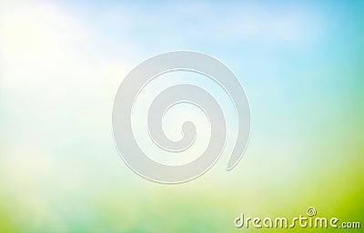 Summer background of blue and green, blurred foilage and sky with bright bokeh. Blurry abstract summer background. Natural green Stock Photo