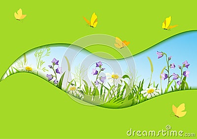 Summer background with flowers Vector Illustration