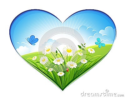 Summer background in the form of heart Vector Illustration