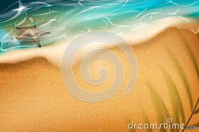 Beach in Summer time. Footprints in the sand Vector Illustration