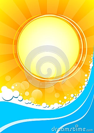 summer background with waves Vector Illustration