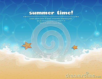 Summer background with sand and water Vector Illustration