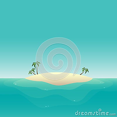 Summer background - sandy island at ocean vector illustration Vector Illustration