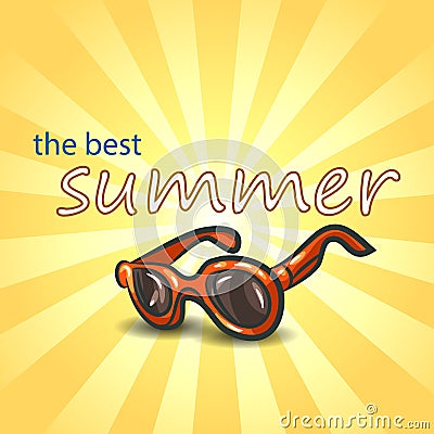 Summer background with sunglasses . Vector Illustration