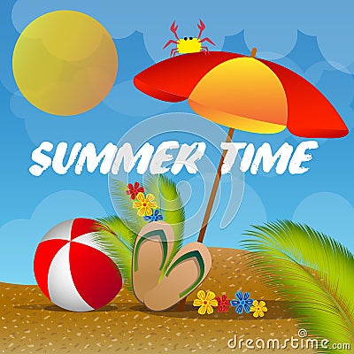 Summer banner. Summer time. Beach Vector Illustration