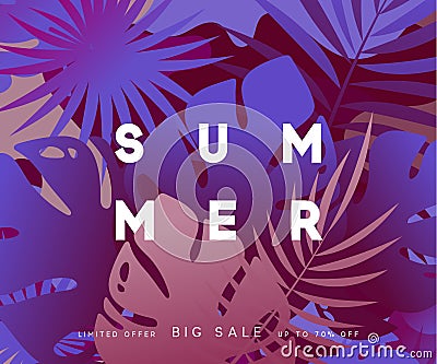 Summer banner tropical background. Vector Illustration