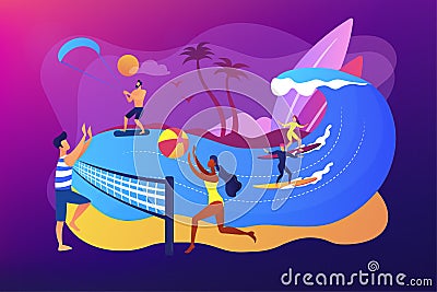 Summer beach activities concept vector illustration. Vector Illustration