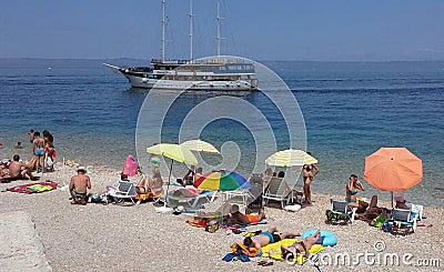 Summer beach on the Adriatic Editorial Stock Photo