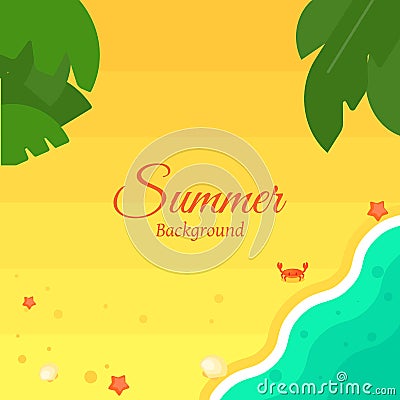 Summer Beach Background in Flat Design Vector Illustration