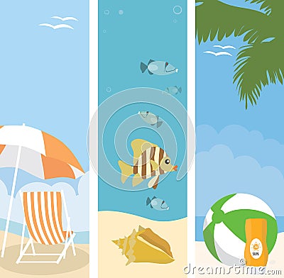 Summer beach banners illustration Cartoon Illustration