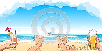 Relaxing on the beach Vector Illustration