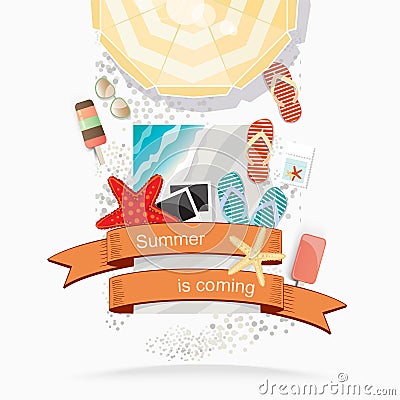 Summer beach illustration Vector Illustration