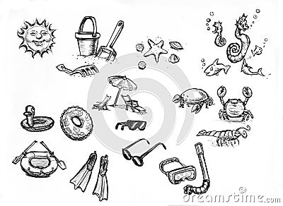 Summer beach items Stock Photo