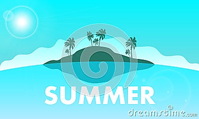 Summer beach landscape island sunny scene background Vector Illustration