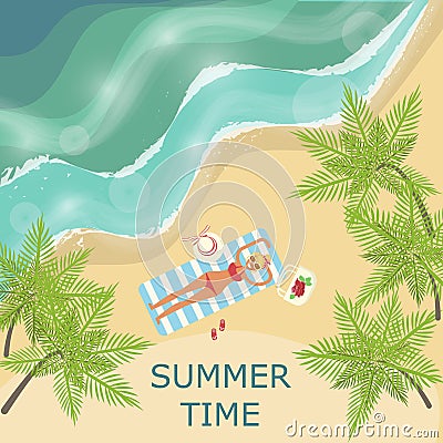 Summer beach landscape Vector Illustration