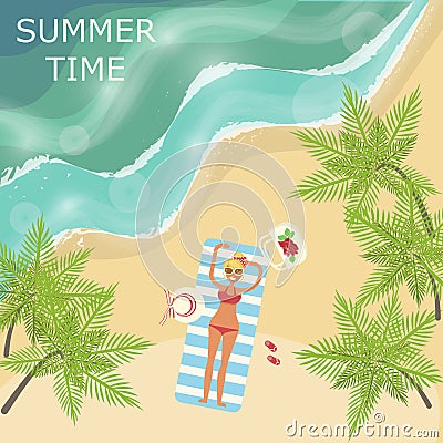 Summer beach landscape Vector Illustration