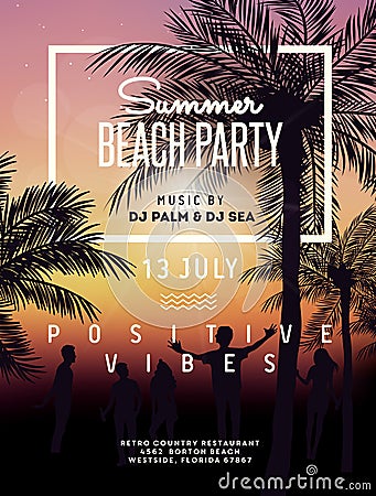 Summer beach party illustration Vector Illustration